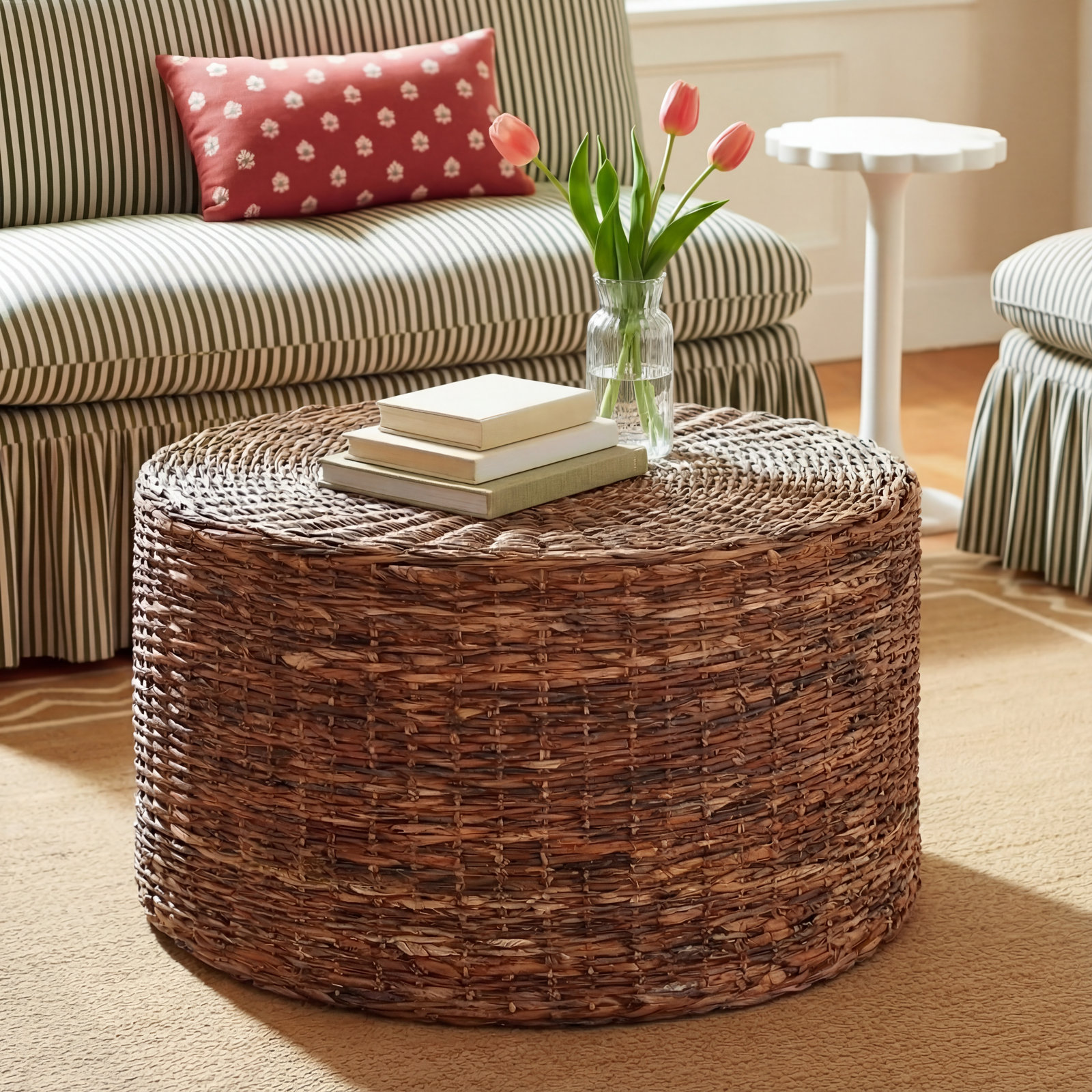 Ellsberg 32" Rattan Drum Coffee Table