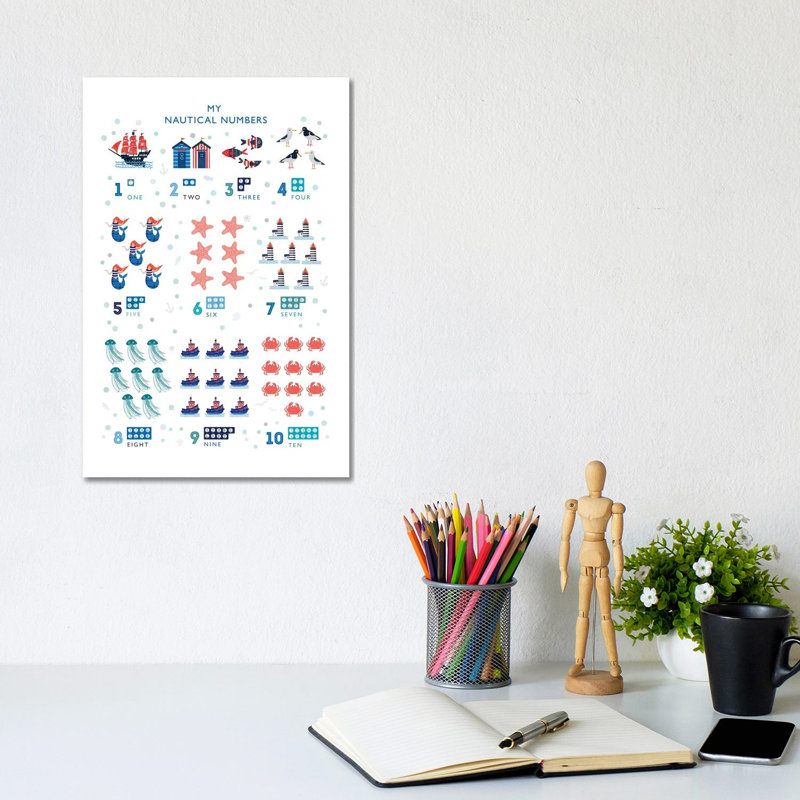 Nautical Numbers by PaperPaintPixels - Wrapped Canvas Print, 20.32 cm H x 30.48 cm W