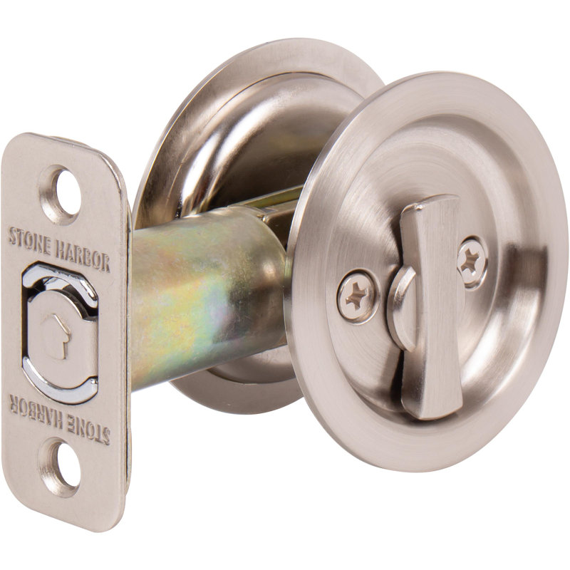 Serrure ronde pour porte escamotable, Nickel satiné