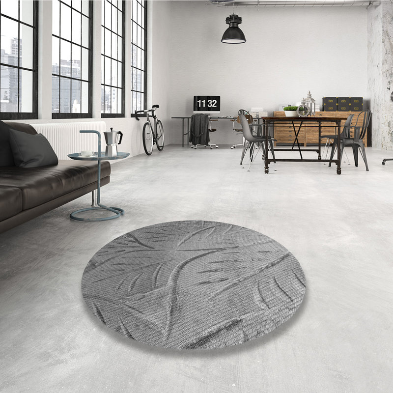 Tapis floral gris, Rond 5 pi