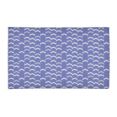 Tapis bleu/gris à chevrons lineed