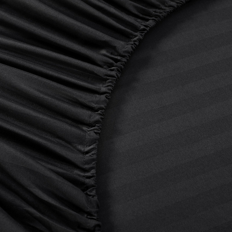 Ensemble de draps à rayures 3/4 pièces, Ensemble de draps pour lit double avec 2 taies d'o, Noir