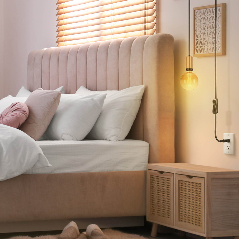 Luminaire suspendu simple en laiton et noir avec cordon d'alimentation en tissu noir de 10 pi avec interrupteur marche / arrêt