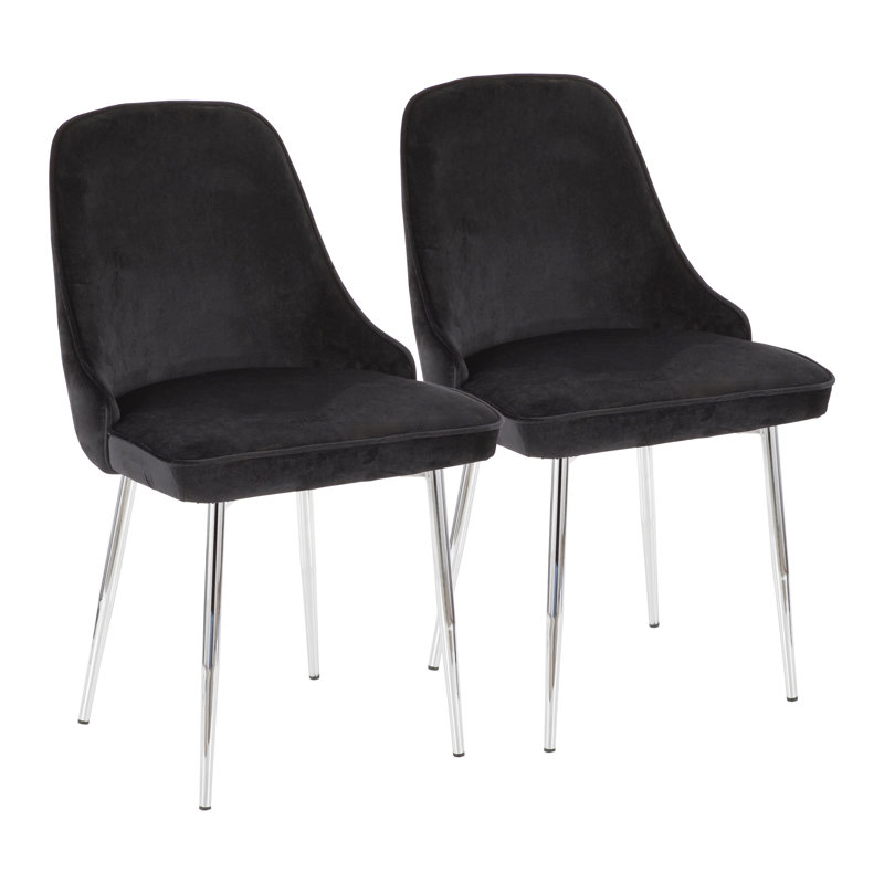 Stanca 20'' H Velvet Upholstered Side Chair, Blue, Silver