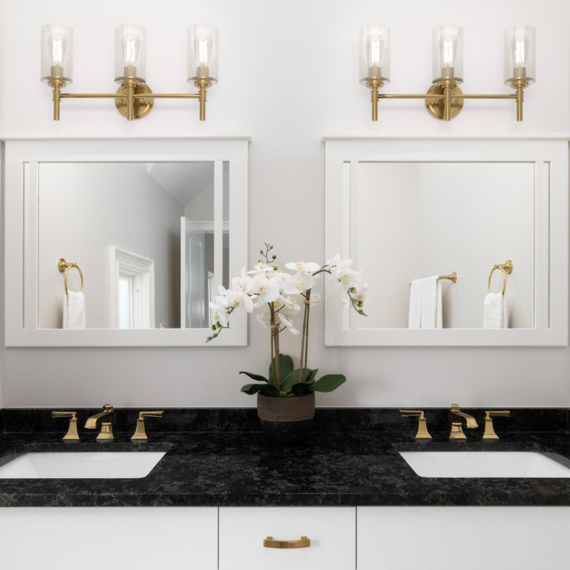 Wexton 3-Light 5.44” Wide Vanity Light, Plated Gold, Opal White