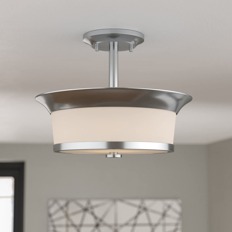 Angyl Glass Semi Flush Mount, Brushed Nickel