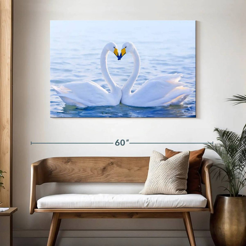 Couple de cygnes amoureux Brampt, H 32 po x l 48 po