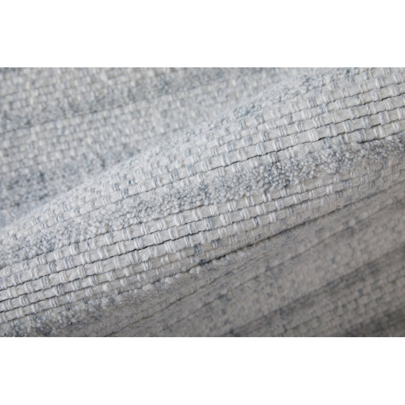 Highview Hand Woven Polyester Striped Area Rug in Gray, Marine Blue, Rectangle 5' x 8'