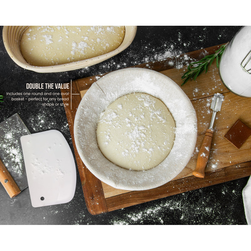 Paniers et doublures Kook Proofing, 1 ovale 1 rond, 9 pouces, ensemble de 2