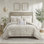 Housse de couette 100% coton taupe avec médaillons en chenille, 2 taies décoratives assorties et - certification en coton, taupe, chenille, attaches intérieures, fermeture à boutons, taies décoratives,