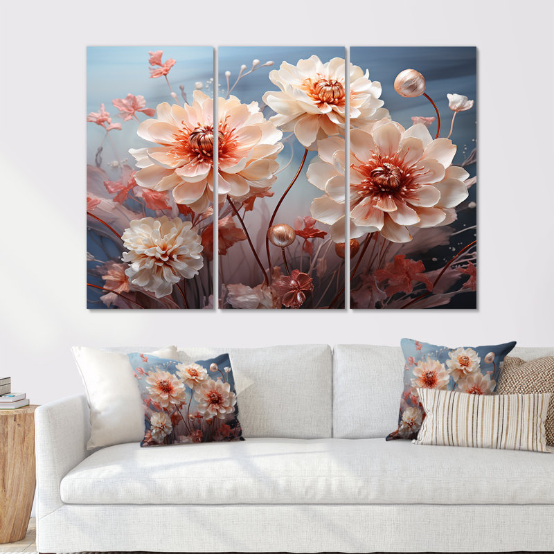 «Delicate Dreamining Flowers Field», ensemble d'art sur toile, H 40 po x l 60 po x P 1 po