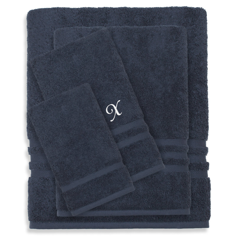 Ensemble de serviettes 4 pièces 100% coton Denzi, Bleu marine, X