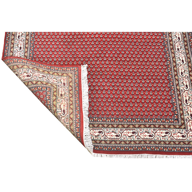 Tapis rouge et crème noué à la main de haute qualité