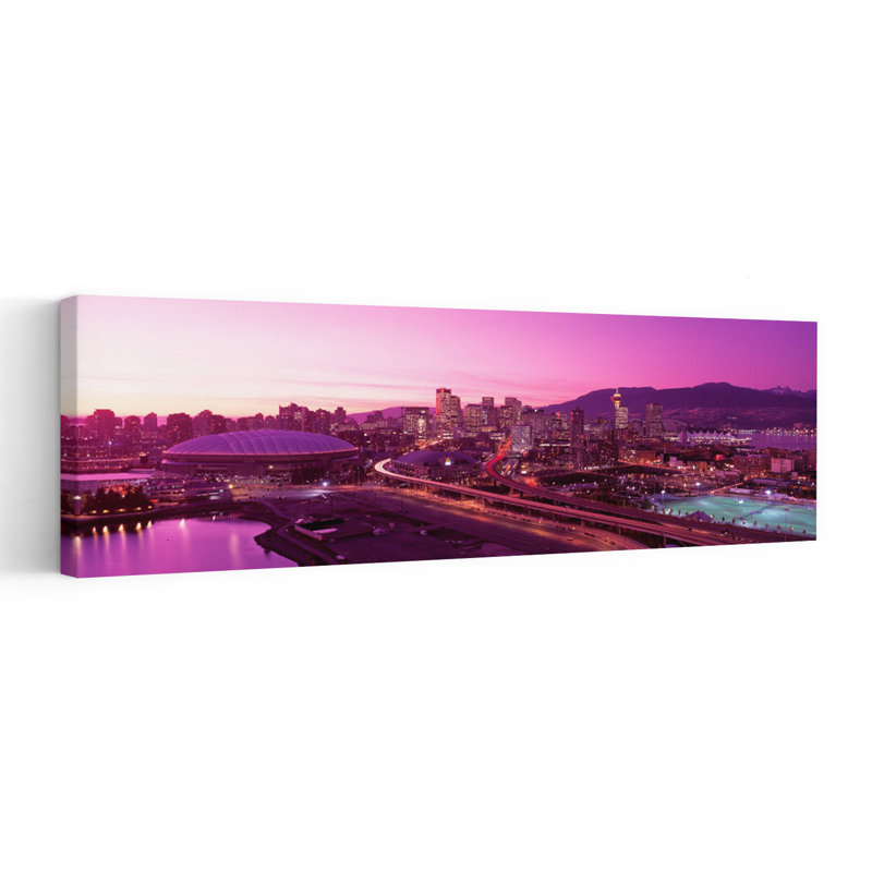 Skyline Vancouver, Colombie-Britannique, Canada, architecture contemporaine abstraite, art mural, H 36 po x l 12 po