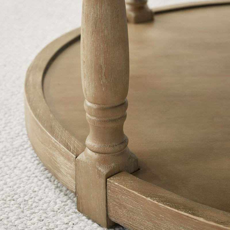 Cristan 33" W Upholstered Round Storage Ottoman, Beige 