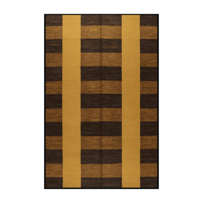 Machine Washable Botanical Brown Area Rug
