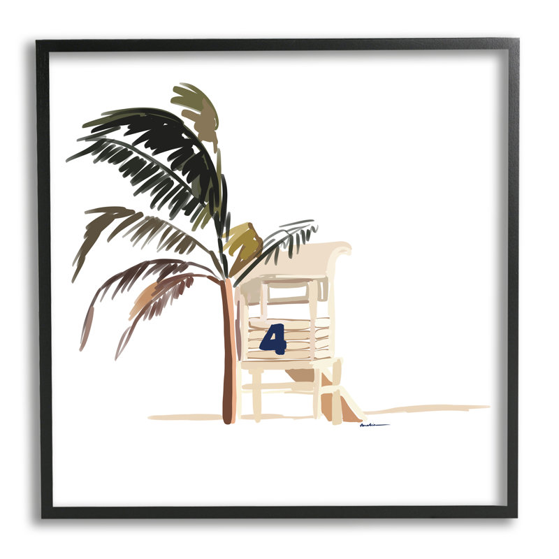 Minimal Tropical Beach par Amelia Noyes, Giclée encadrée noir minuit, H 12 po x l 12 po x P 1,5 po