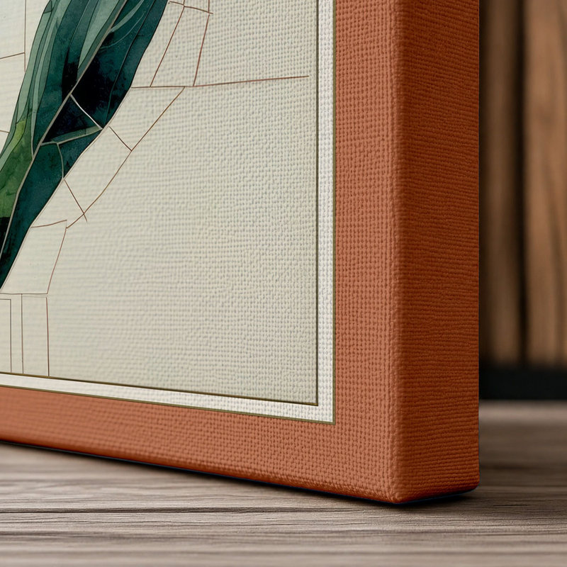 Pale Daisy Study Botanical - Wrapped Canvas, 36x24 - 91.4 x 61.0 cm, Terracotta Border