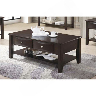 Table basse à deux tiroirs en brun