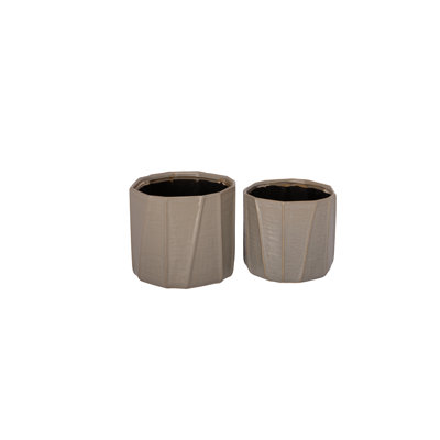 Stoneware Pot Set Of Two Gray