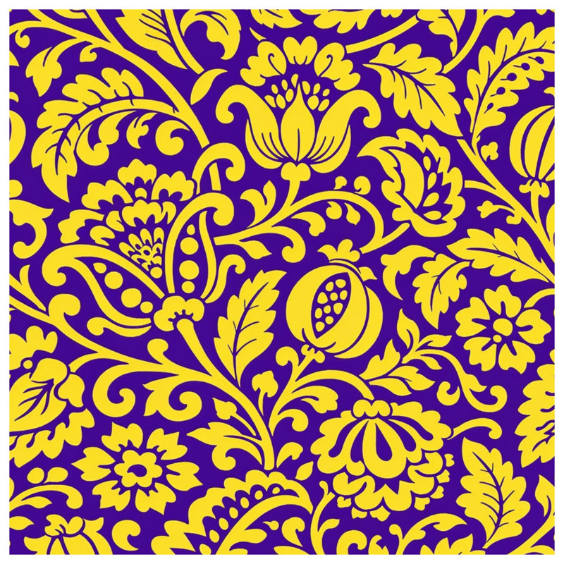 Yellow Floral Damask Blankets, 60in W x 80in H