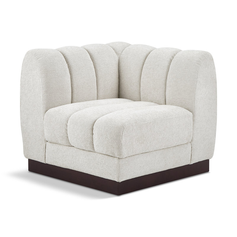 Quinn Chenille Fabric Corner Chair, Cream Chenille Fabric