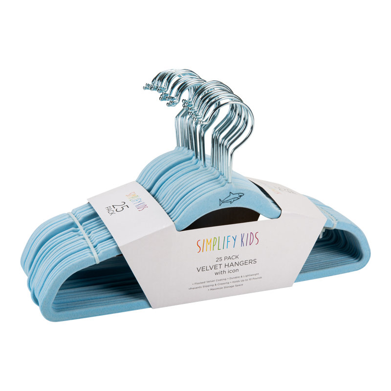 Simplify Kids100 Pack Hangers with Shark Icon in Light Blue