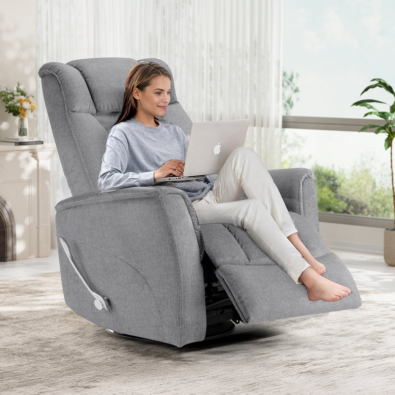 Robeline 32.2" Wide Modern Upholstered Manual Rocker Recliner, Light Gray