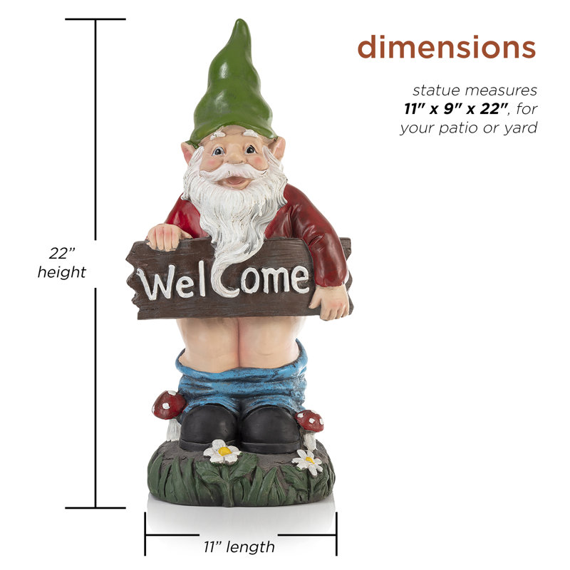 Statue de gnome «Welcome» Jodi Mooning, Vert