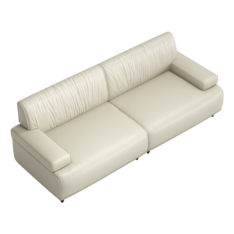 Canapé en cuir 86,4 po, canapé de salon moderne, Beige