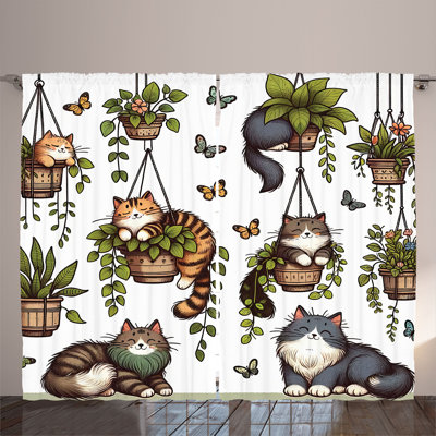 Polyester Semi Sheer Curtain Pair
