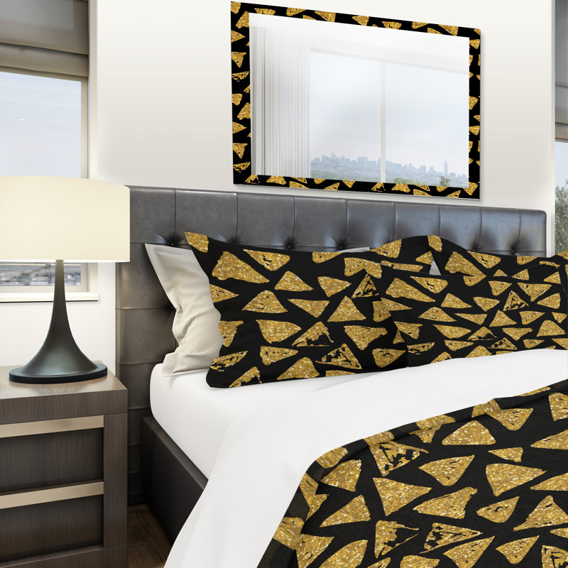 Ensemble de housse couette designart paillettes triangles, Housse de couette très grand + 2 taies décoratives