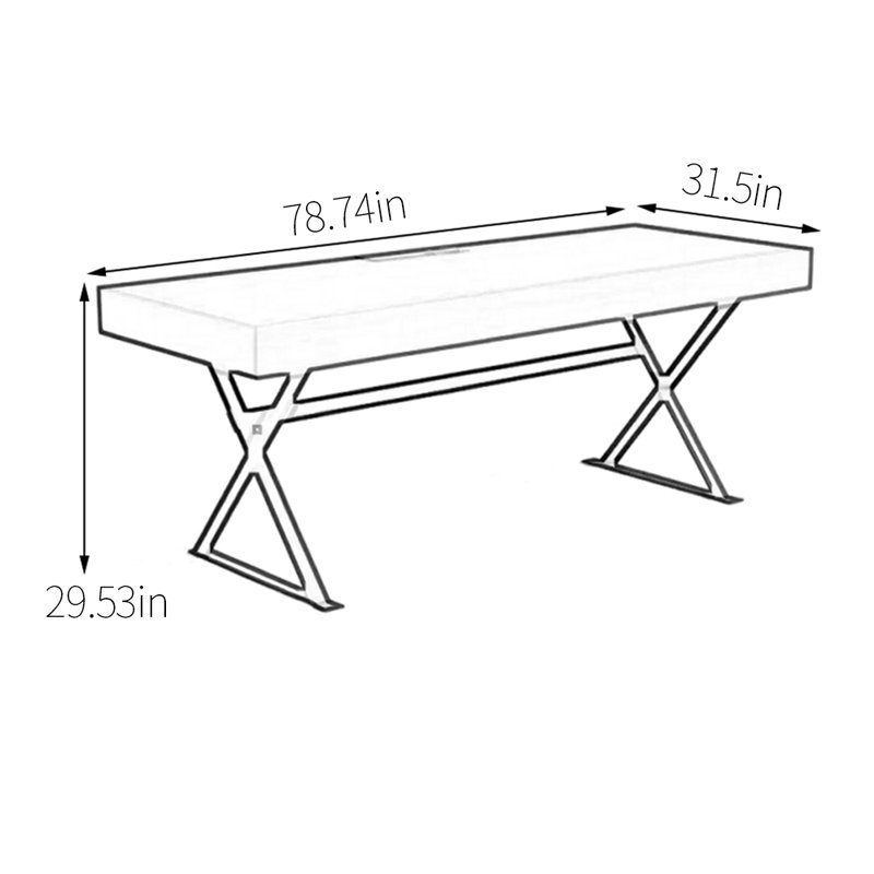 Bureau de fabrication durable à panneaux multicouches, H 29,53 po x l 78,74 po x P 31,5 po