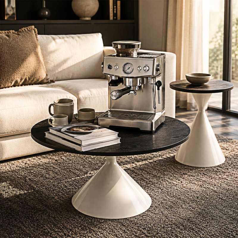 Ensemble de 2 tables basses, Noir / Blanc