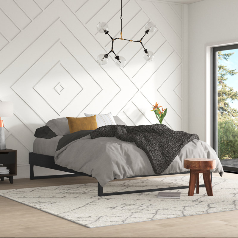 Billie Wood Platform Bed Frame, Black, Queen