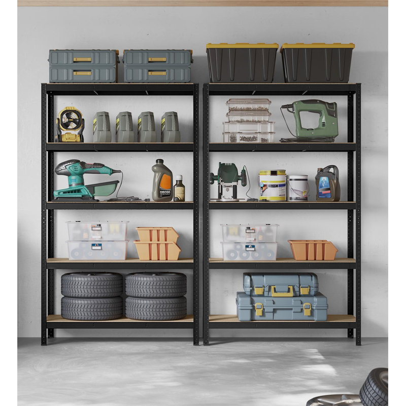Kris Metal Height -Adjustable Shelving Unit, 200cm H x 60cm W x 120cm D, Black