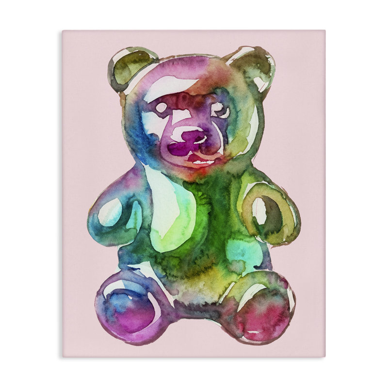 Illustration d'ours chromatique, conception par Lil 'Rue, H 40 po x l 30 po