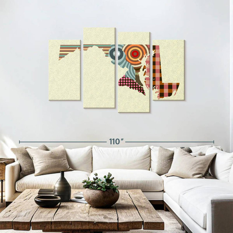 Maryland State Map, 48" H x 75" W