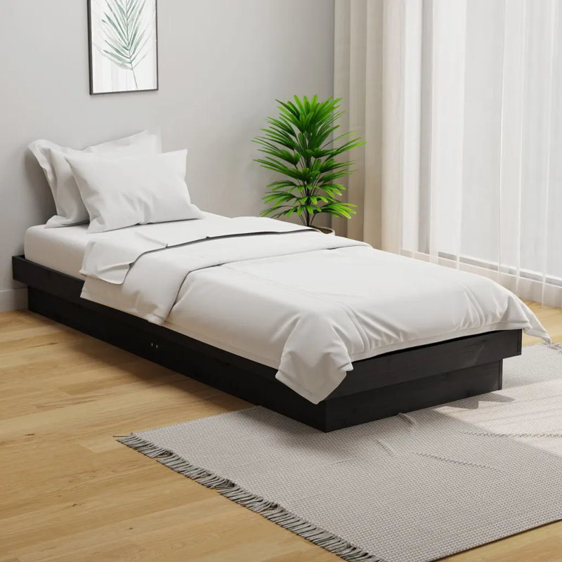 Bed Frame Solid Wood, grey, Double (4'6)