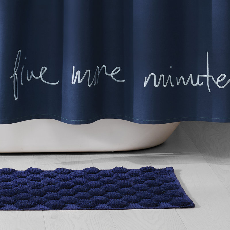 kate spade new york Dotted Woven Bath Rug, 21 in x 34 in, 100% Cotton Quick Dry French Navy Bath Mat, 34" L x 21" W, Navy