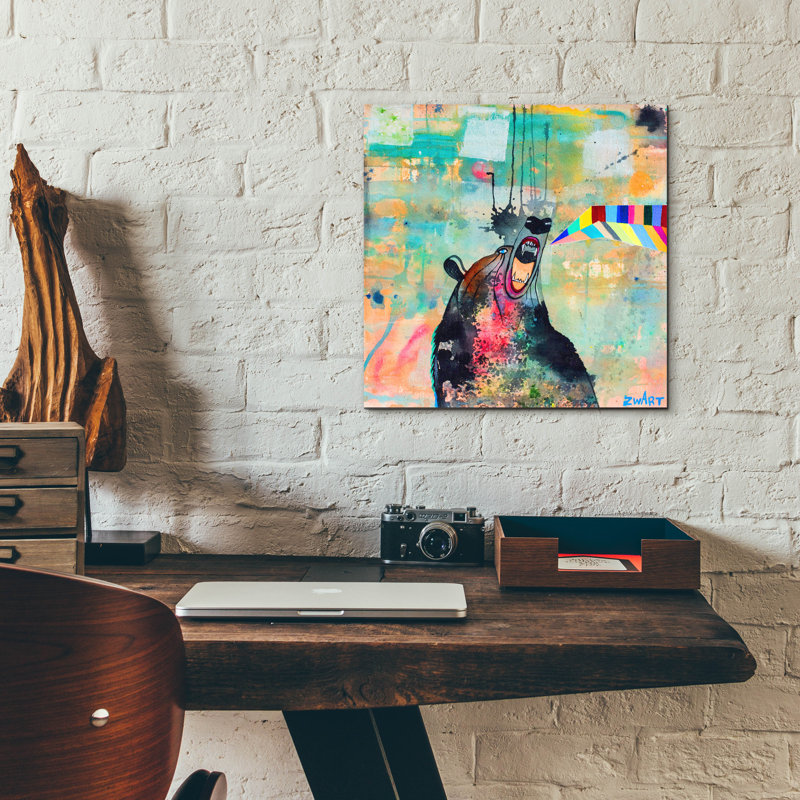 «Bear Spirit Scream» par Zwart, H 12 po x l 12 po x P 0,13 po