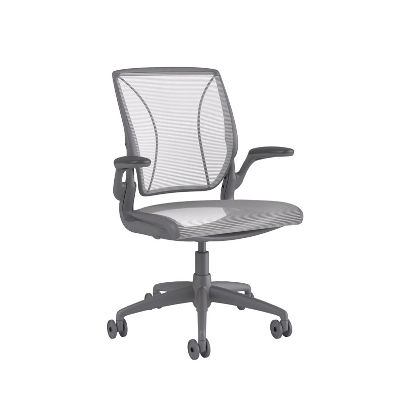 World Task Chair, Gray, White, Fixed