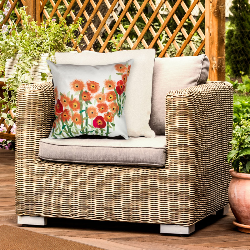  Housse et insert de coussin carré extérieur Poppies, H 20 po x l 20 po