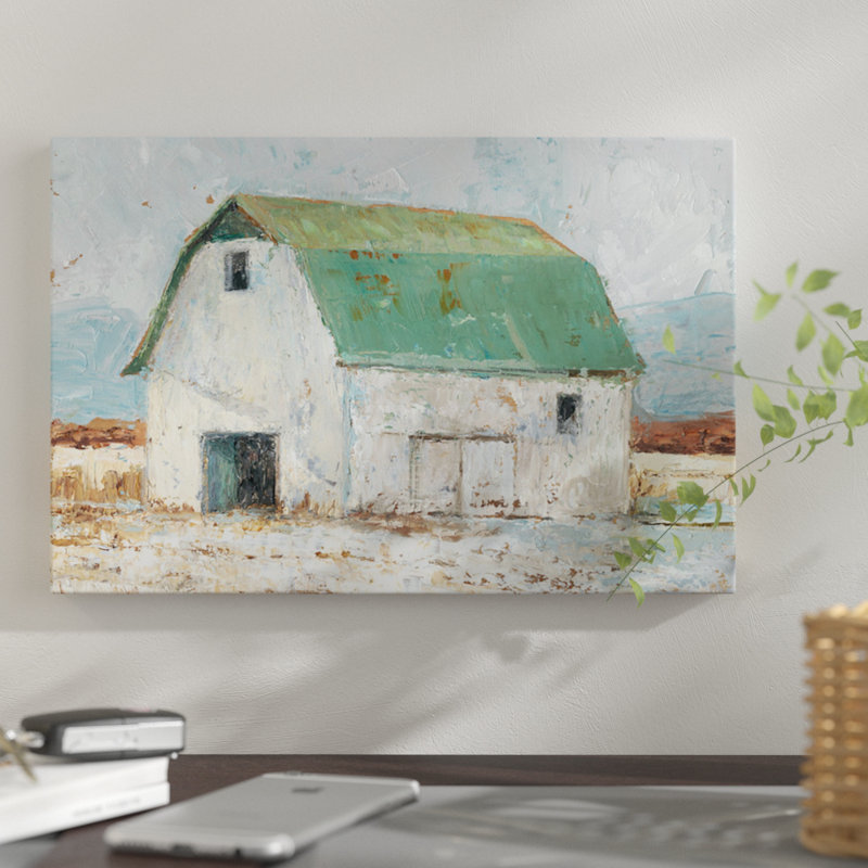 « grange ii », reproduction sur toile, H 26 po x l 40 po x P 1,5 po, Pas de tapis, Toile tendue