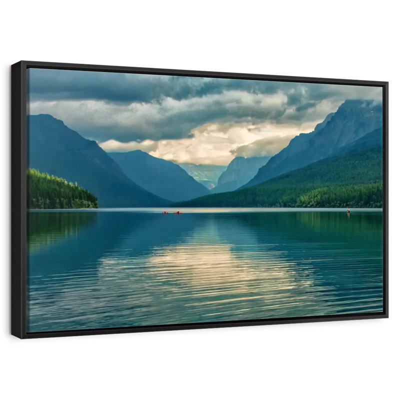 Scène du lac Glacier, Cadre flottant noir, 40 po x 27 po