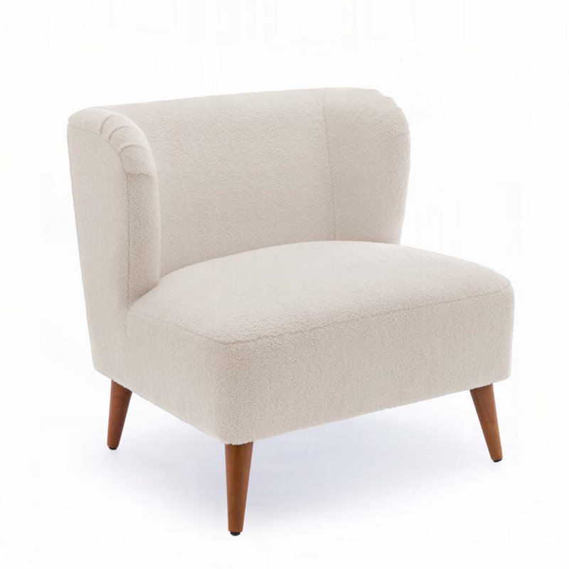 30.5" Boucle Armlss Chair, Milky White