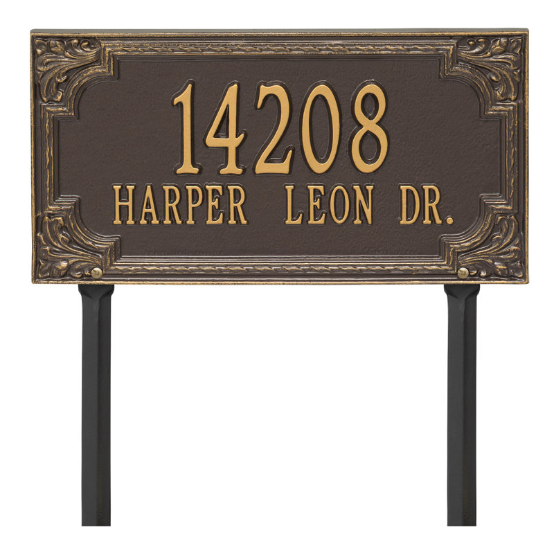 Signature Series 2-Line Lawn Address Sign, Bronze, Gold, Yes
