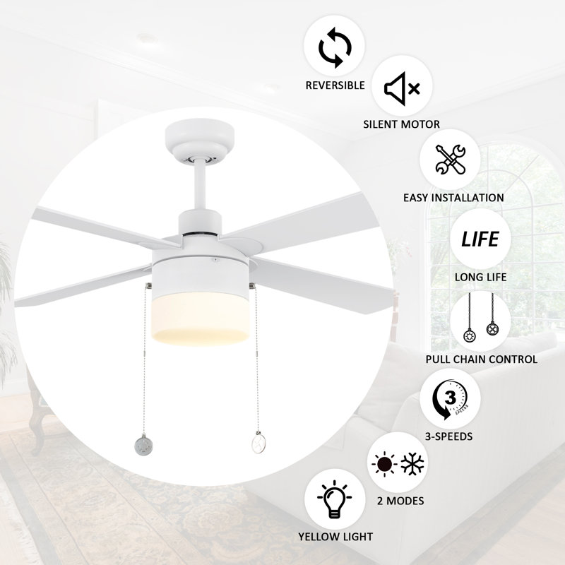 Terianna 52'' Ceiling Fan with Light Kit, White