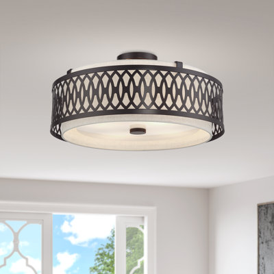 Abat-jour rigide en tissu 4 lumières semi-encastré or doux 4 lumières