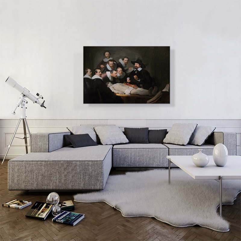 " The Anatomy Lesson Of Dr Nicolaes Tulp 1632 " by Rembrandt Van Rijn Painting Print, 26" H x 40" W x 0.75" D